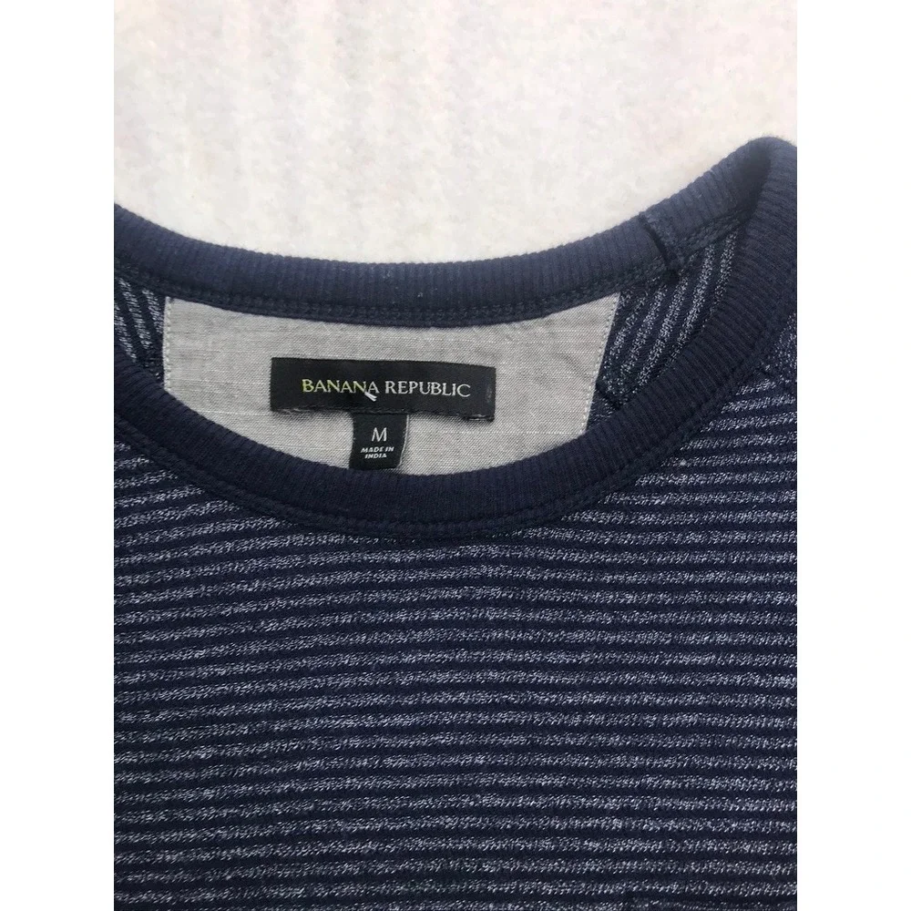 Banana‎ Republic Mens Blue Stripe Crew Neck Raglan Sleeve Pocket Sweatshirt M